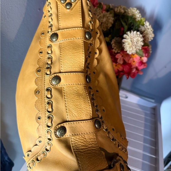 Kate Landry Collection Leather Shoulder Bag With Studded Detailing & Scalloped - Picture 8 of 12